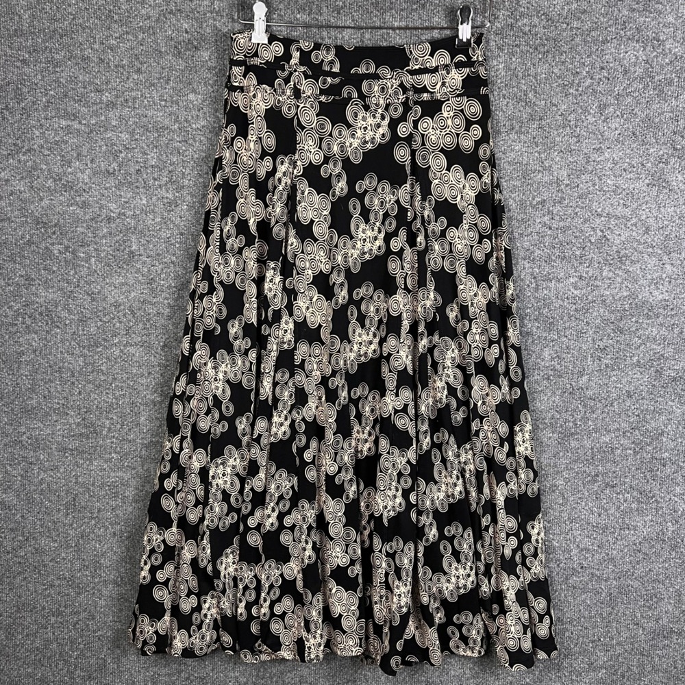 Lapis Maxi Skirt Womens Small Black Excellent Geometric Swirl Print Flare